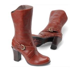 BORN NURI boots harness booties vintage rust leather heeled brown women’s 8.5